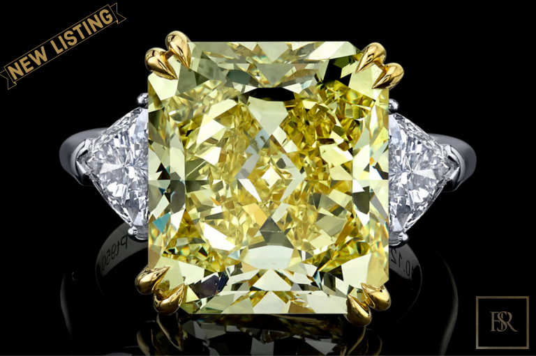 Ring 10.12CT Fancy Intense Yellow Diamond  for sale For Super Rich